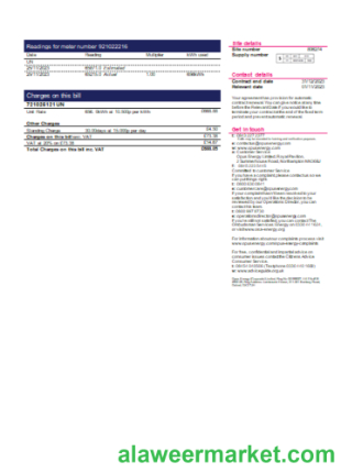 Opus Energy electricity utility business bill,  page 2, SCR